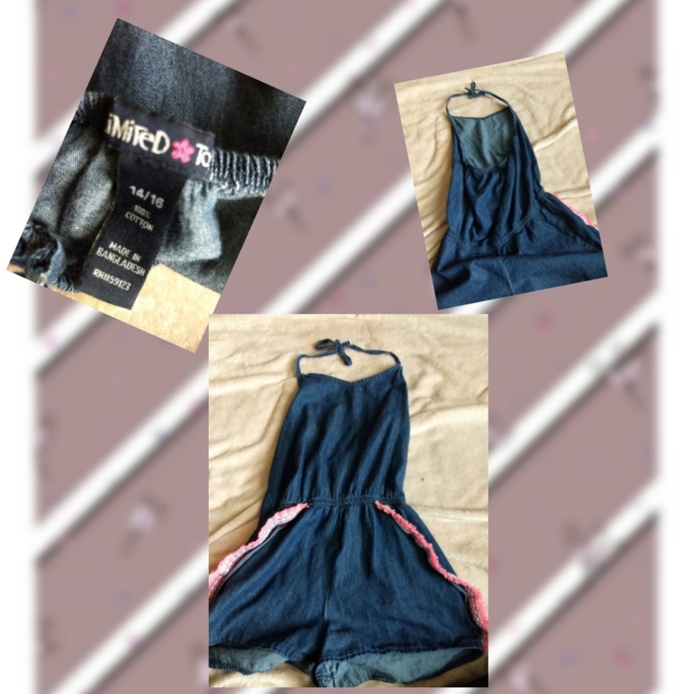 Cute Blue and Pink Romper Halter